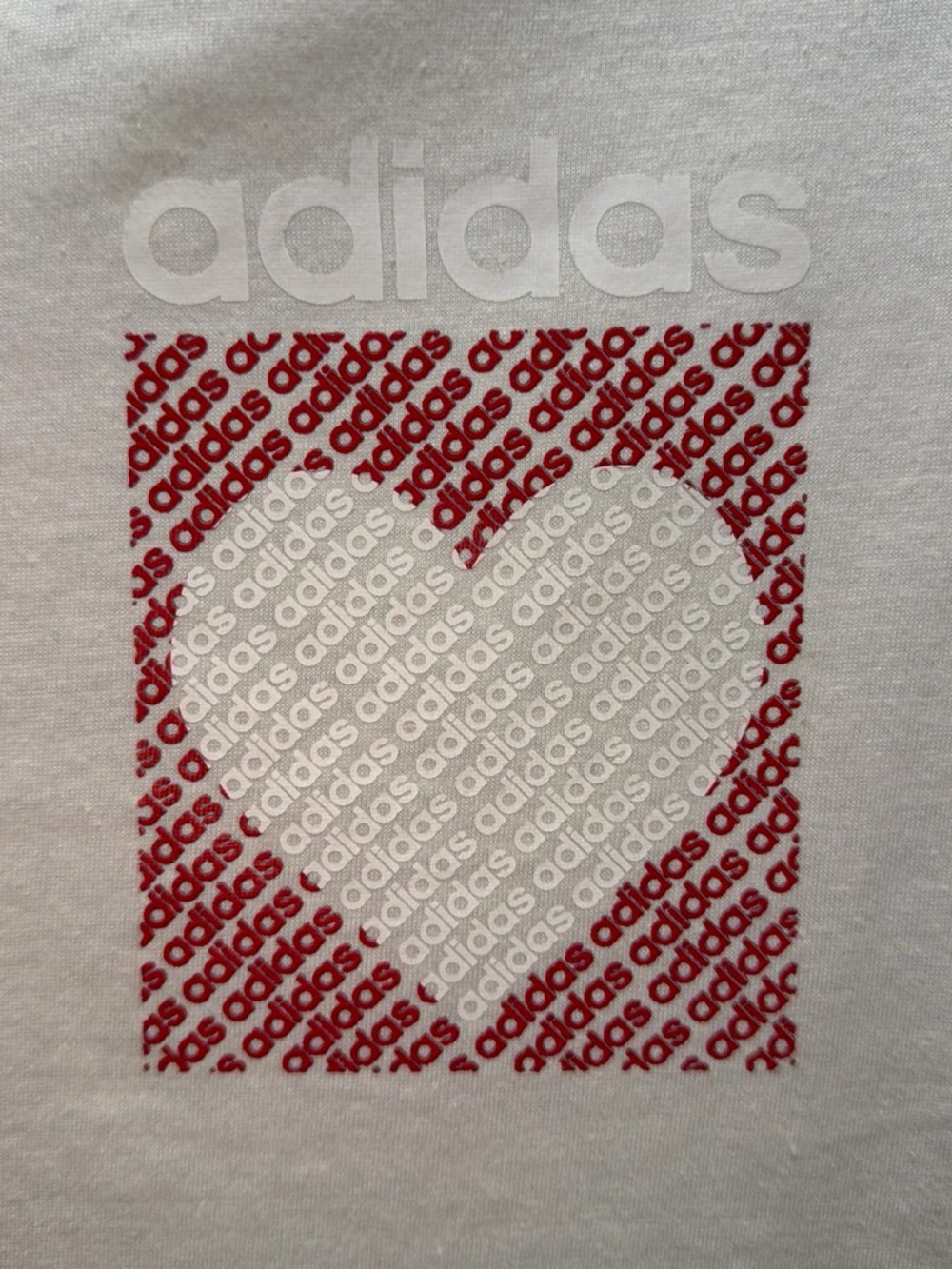 adidas White Tee with Red Heart Graphic